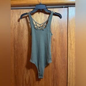 Express Green Criss Cross Bodysuit